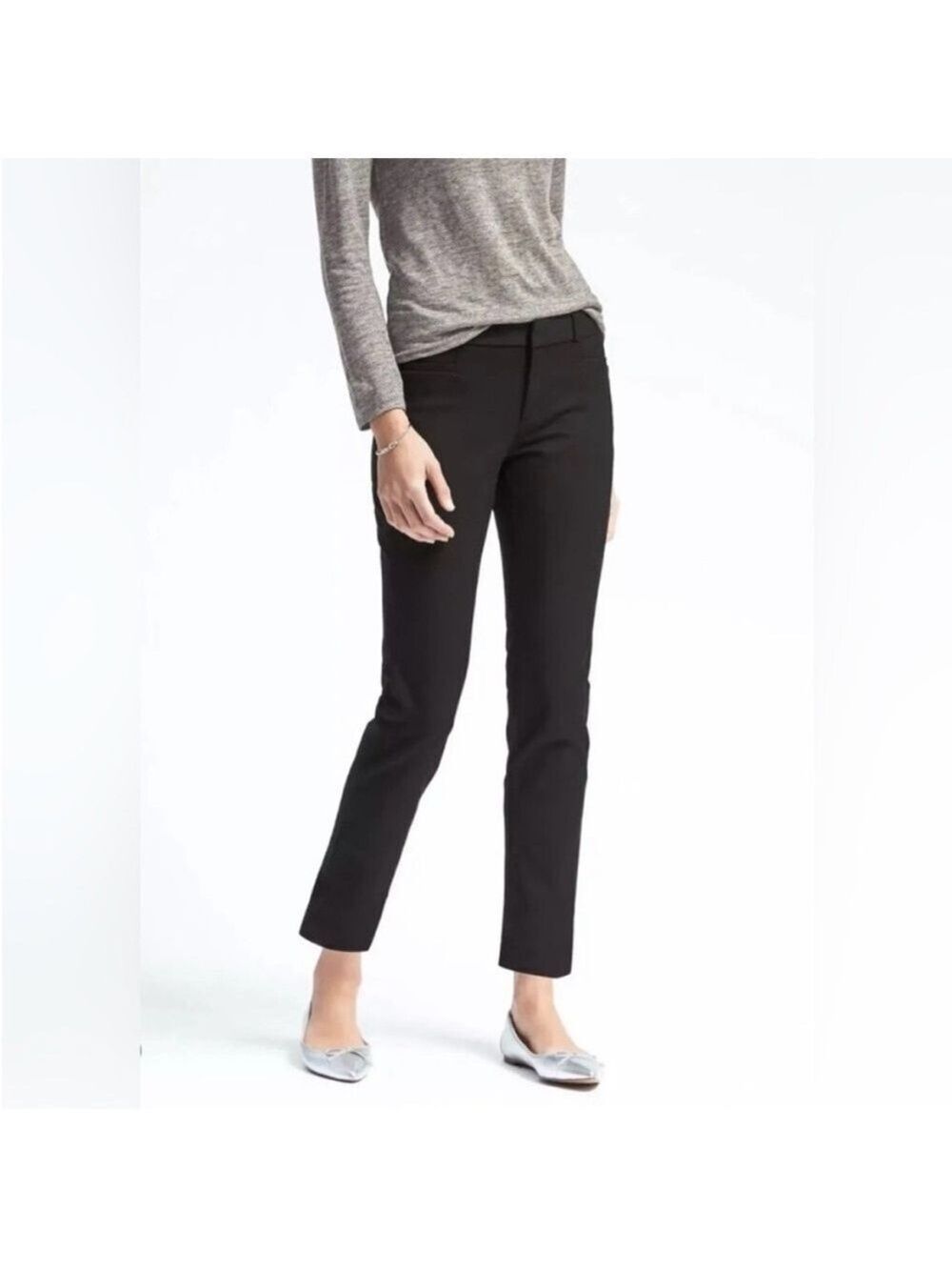 Banana Republic Black Sloan Fit Ankle Pants Crop Slim Leg, Size 6